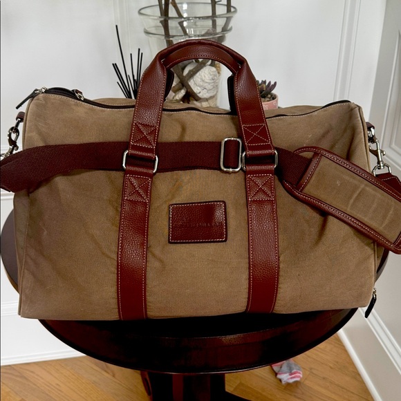 Peter Millar Weekender tote Duffle Bag gym golf Canvas w/ Leather Accents strap - Picture 1 of 14